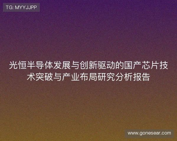 光恒半导体发展与创新驱动的国产芯片技术突破与产业布局研究分析报告